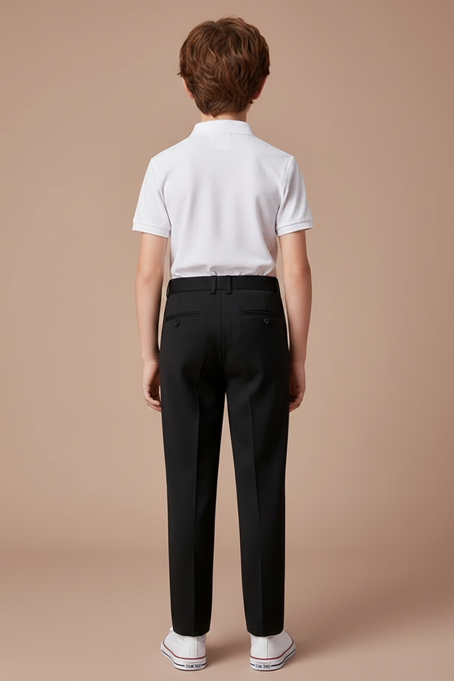 Pantalon À Pince Noir Droit Classique Garçon Élégant - Polyester - vue 2