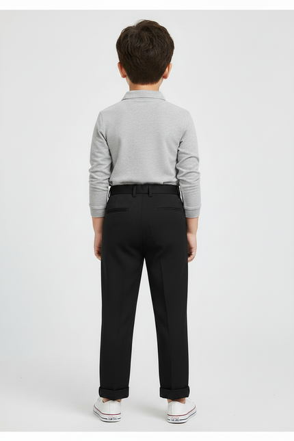 Pantalon À Pince Noir Plissé Élégant Enfant Scolaire - Gabardine - vue 2