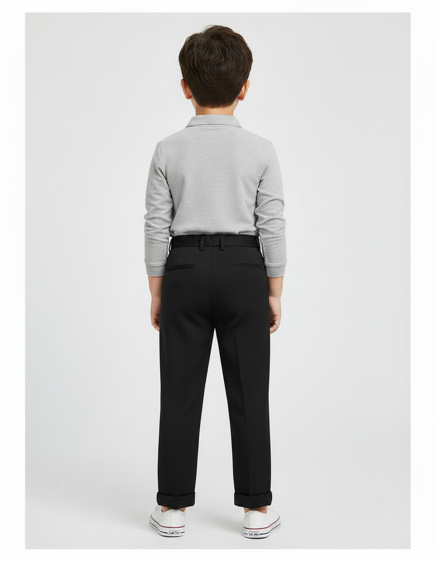 Pantalon À Pince Noir Plissé Élégant Enfant Scolaire - Gabardine - vue 2