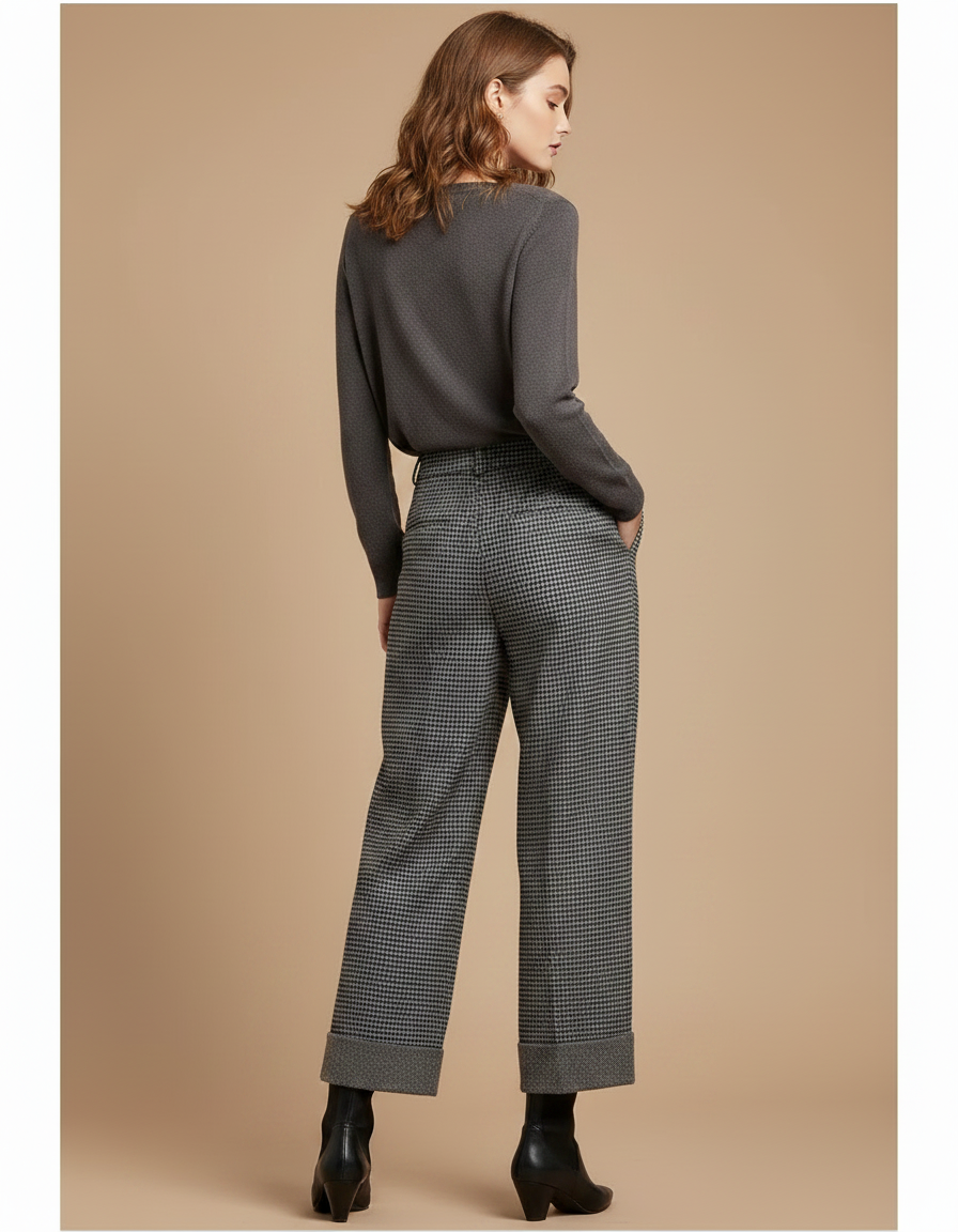 Pantalon À Pince Prince De Galles - Imprimé Tweed - vue 2