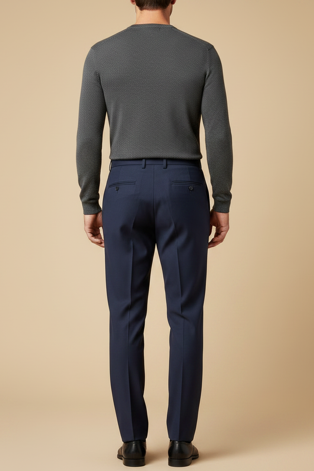 Pantalon À Pince Bleu Marine Plissé Homme Élégant - Gabardine - vue 2