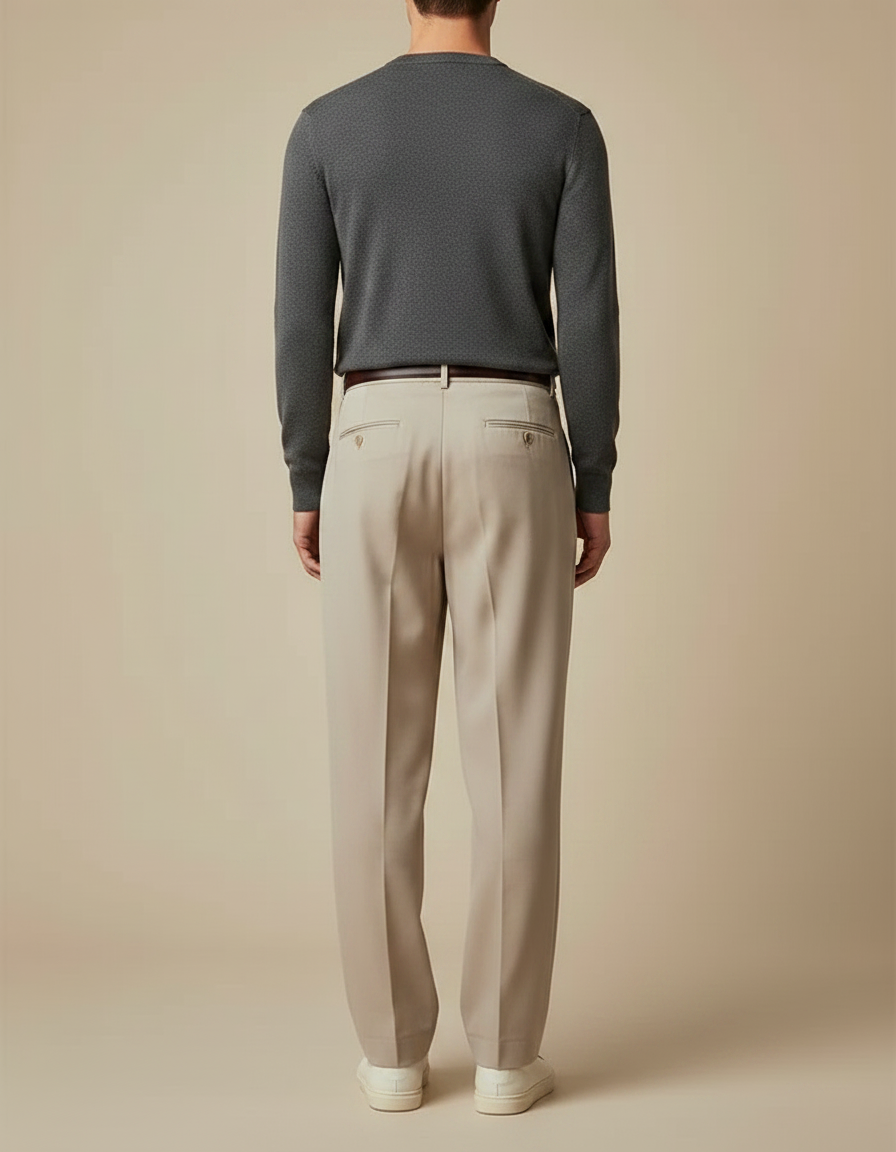 Pantalon À Pince Homme Beige - Gabardine - vue 2