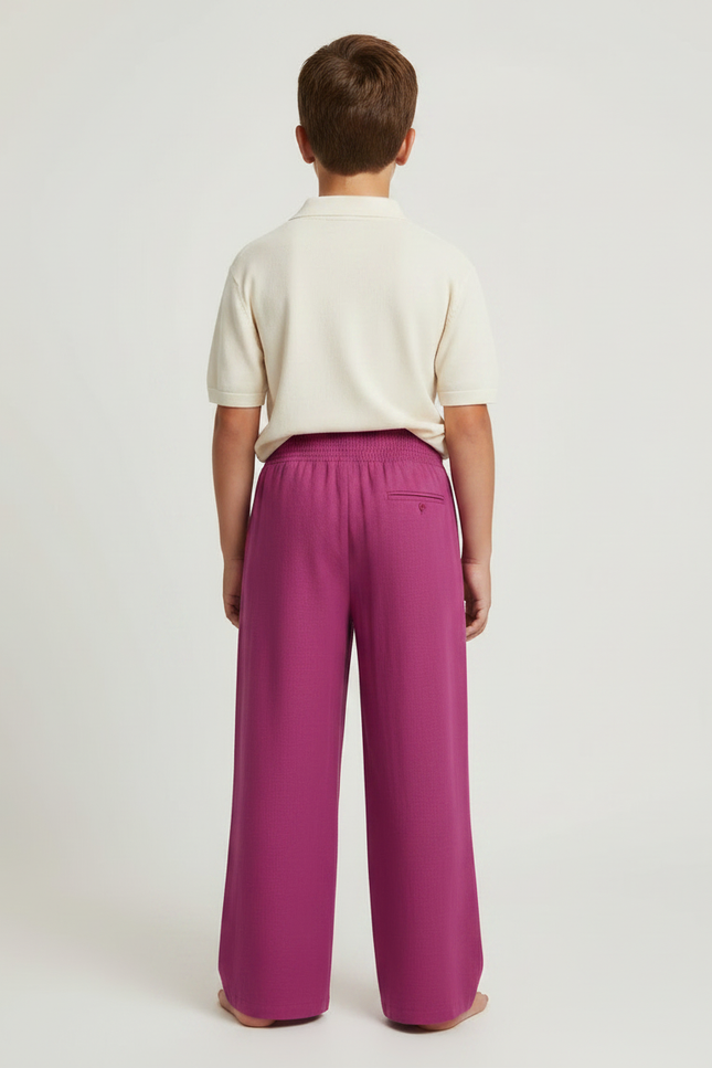 Pantalon À Pince Fuchsia Ample Plissé Confortable - Rose Lin - vue 2