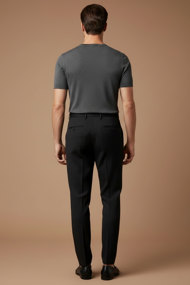 Pantalon À Pince 8b69 - Noir Gabardine - vue 2