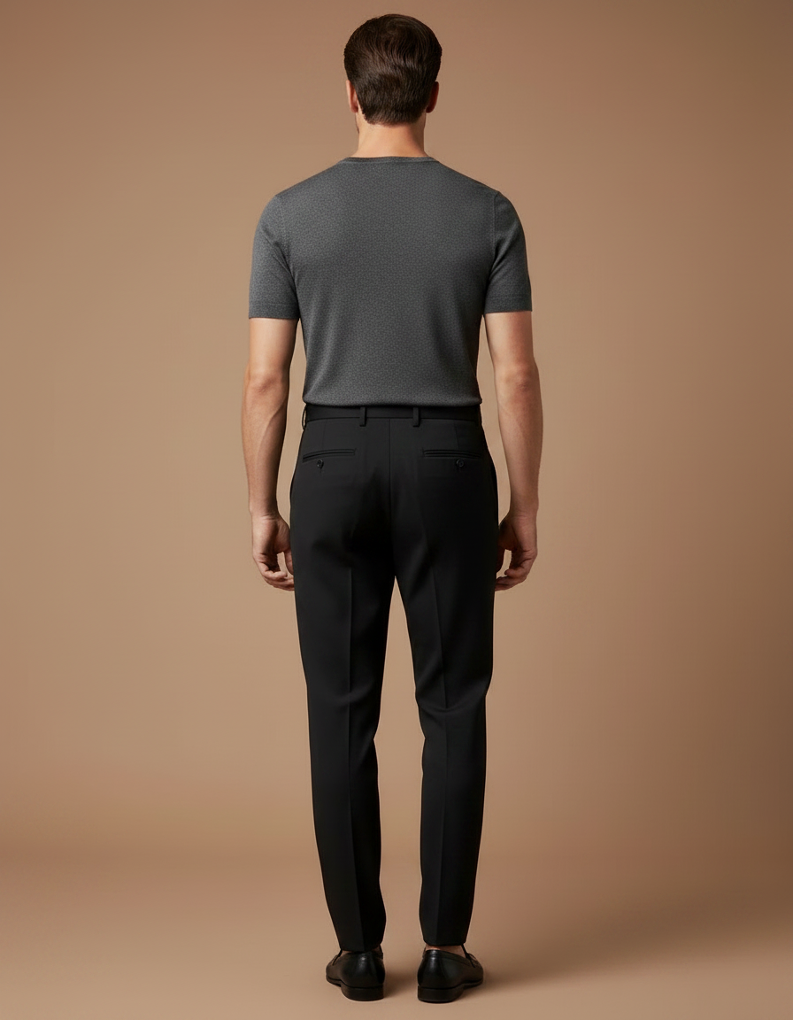 Pantalon À Pince 8b69 - Noir Gabardine - vue 2