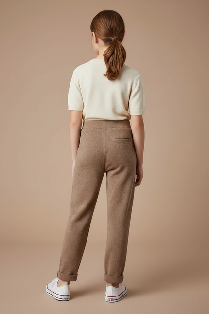 Pantalon À Pince Marron Texturé Harem Enfant - Maille - vue 2