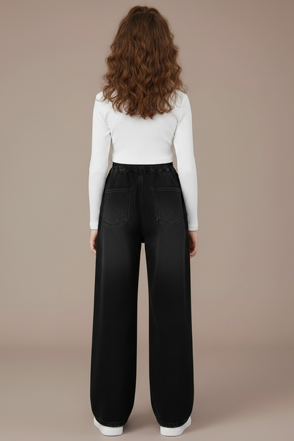 Pantalon À Pince Noir Ample Denim Enfant Décontracté - Jean - vue 2