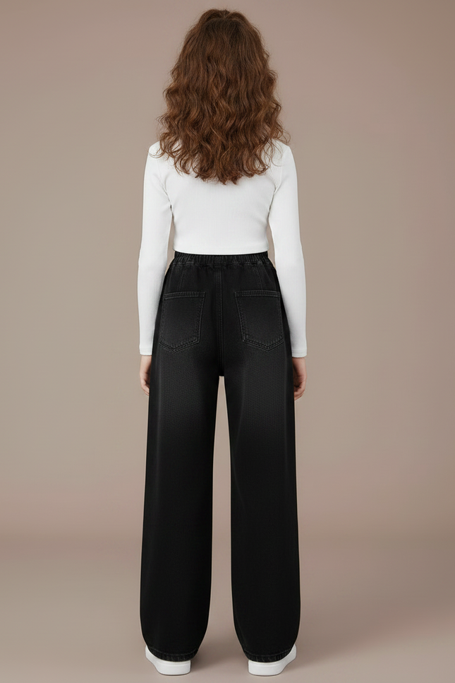 Pantalon À Pince Noir Ample Denim Enfant Décontracté - Jean - vue 2