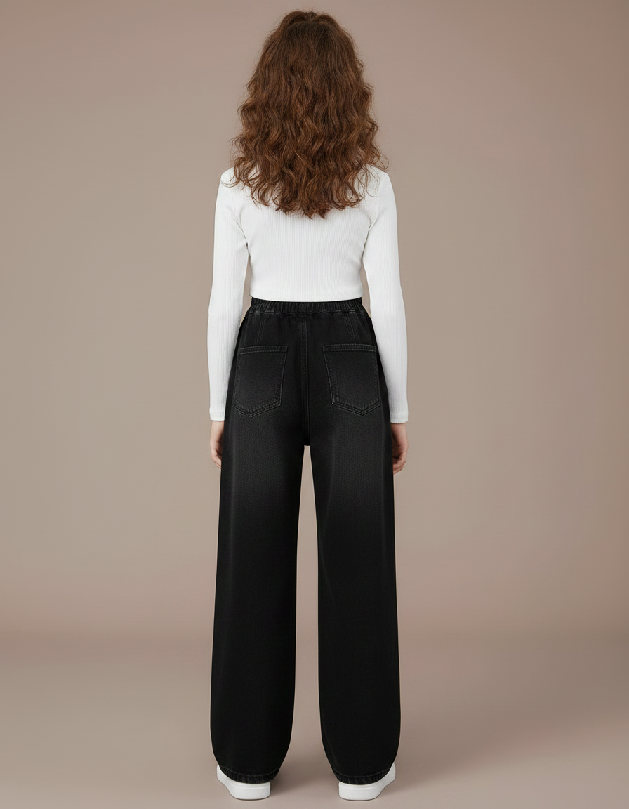 Pantalon À Pince Noir Ample Denim Enfant Décontracté - Jean - vue 2