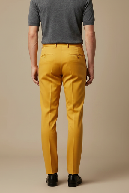 Pantalon À Pince Jaune - Gabardine - vue 2