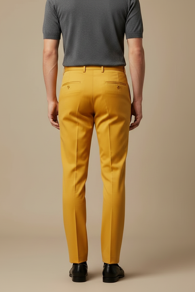 Pantalon À Pince Jaune - Gabardine - vue 2