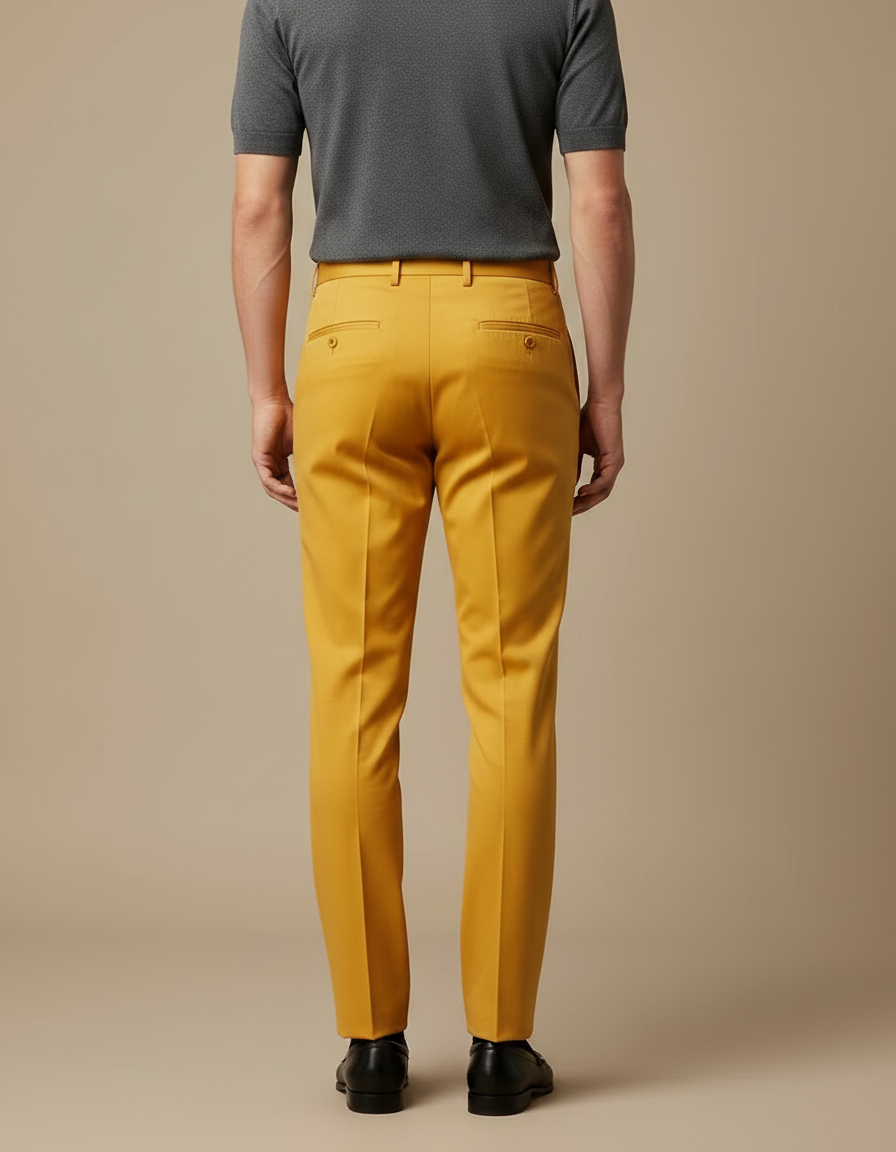 Pantalon À Pince Jaune - Gabardine - vue 2