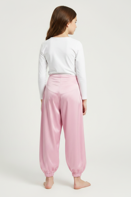 Pantalon À Pince Rose Satiné Fluide Enfant - vue 2