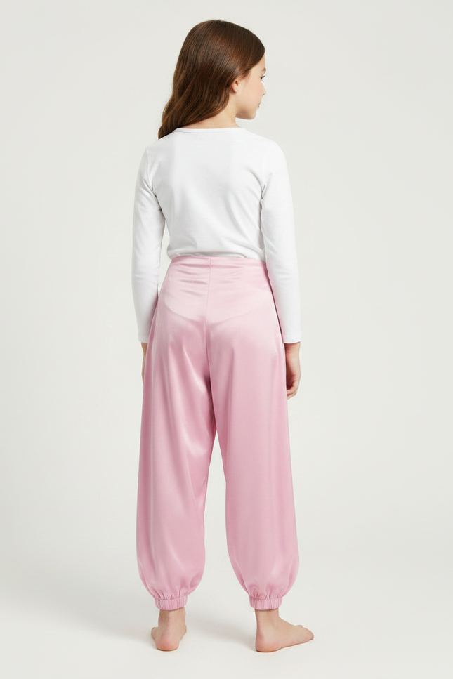 Pantalon À Pince Rose Satiné Fluide Enfant - vue 2