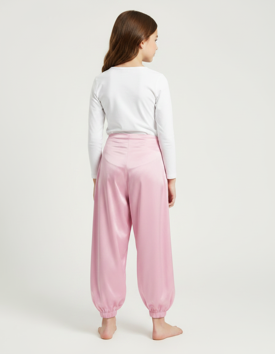 Pantalon À Pince Rose Satiné Fluide Enfant - vue 2