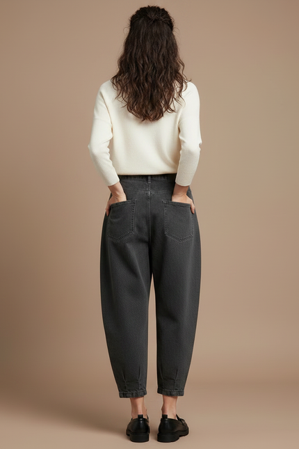 Pantalon À Pince Gris Ample Décontracté Cargo Femme - Jean - vue 2