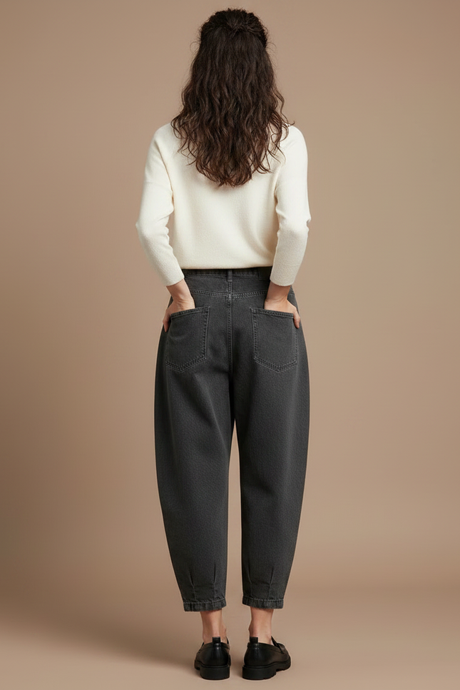Pantalon À Pince Gris Ample Décontracté Cargo Femme - Jean - vue 2