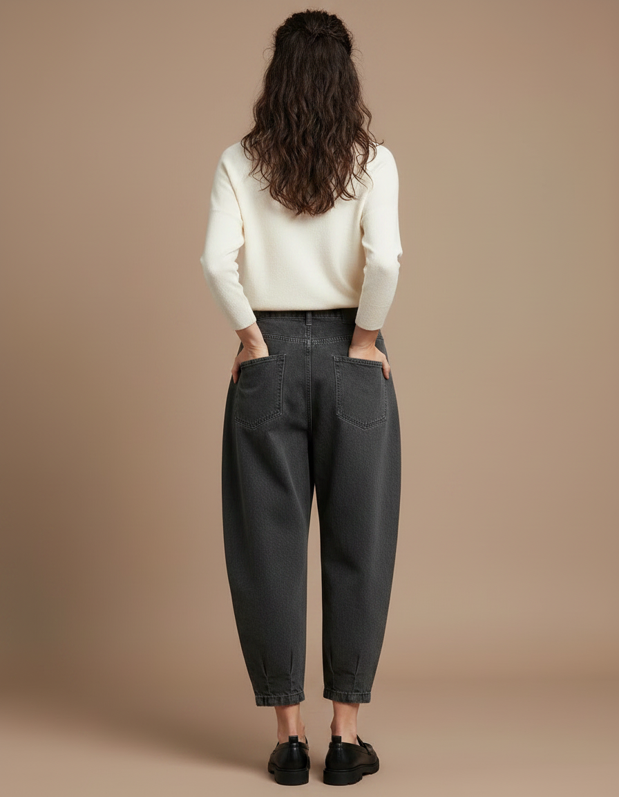 Pantalon À Pince Gris Ample Décontracté Cargo Femme - Jean - vue 2