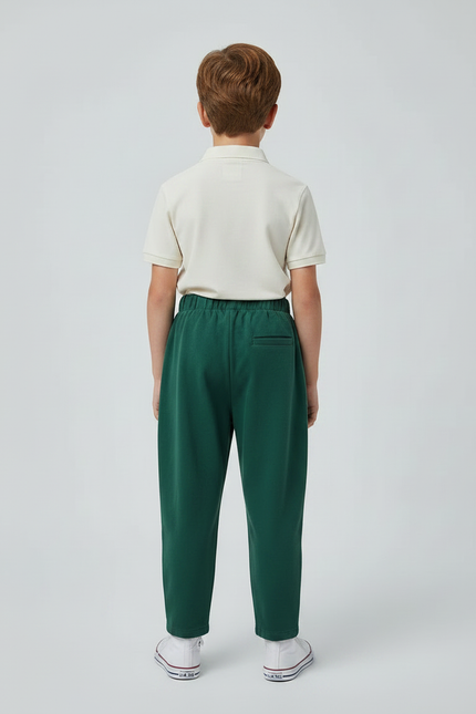 Pantalon À Pince Vert Ample Coton Enfant - Molleton - vue 2