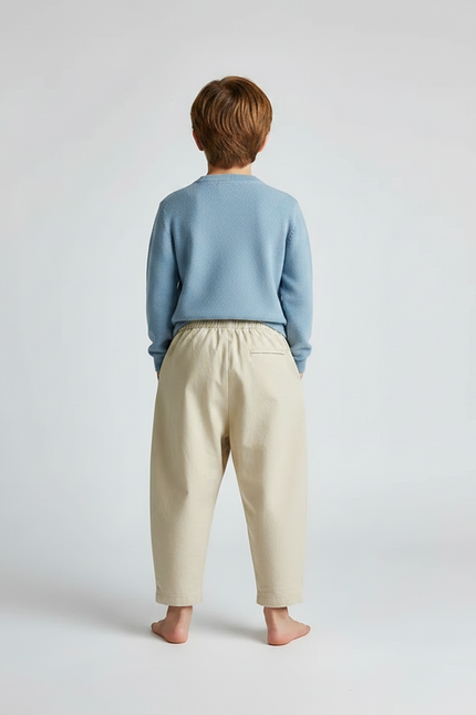 Pantalon À Pince Beige Ample Plissé Décontracté Enfant - Coton - vue 2