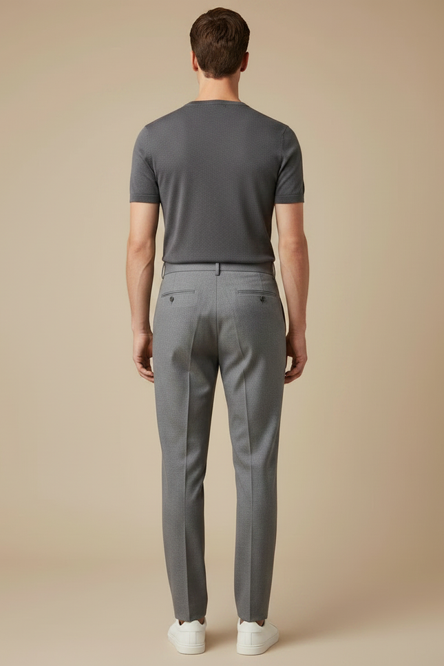 Pantalon À Pince Gris Élégant Plissé Homme Décontracté - Laine - vue 2