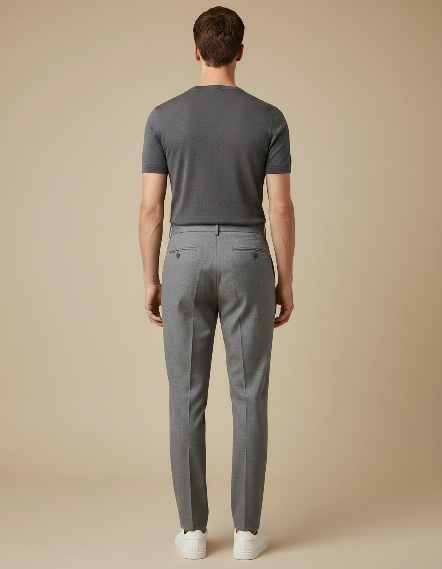 Pantalon À Pince Gris Élégant Plissé Homme Décontracté - Laine - vue 2