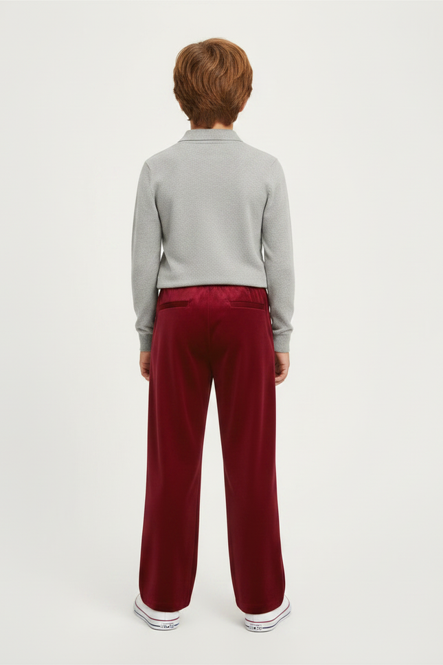 Pantalon À Pince Velours Bordeaux Ample Confortable Enfant - vue 2