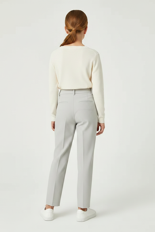 Pantalon À Pince Gris Clair Droit Élégant Enfant - Gabardine - vue 2