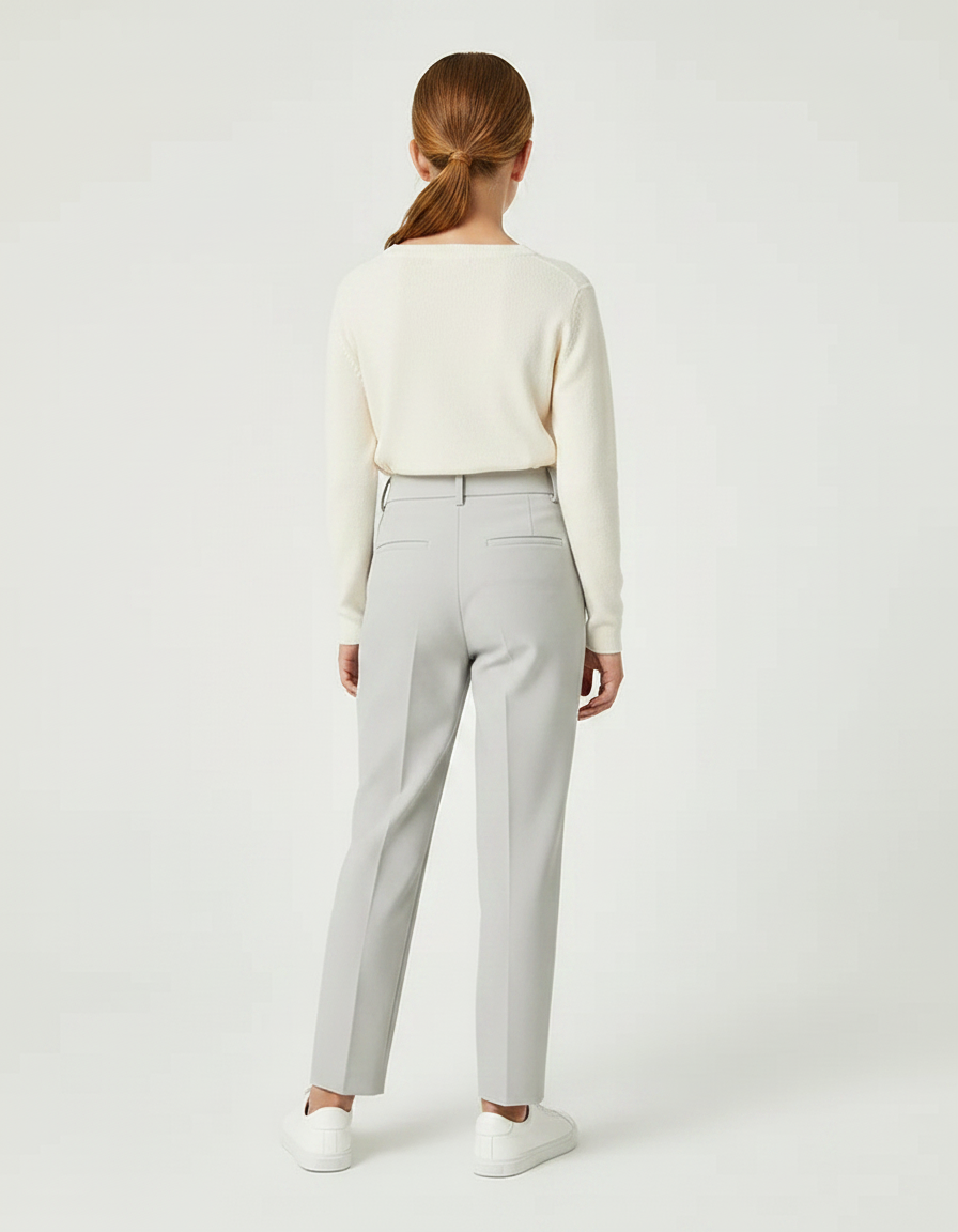 Pantalon À Pince Gris Clair Droit Élégant Enfant - Gabardine - vue 2