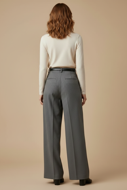 Pantalon À Double Pince - Gris Laine - vue 2