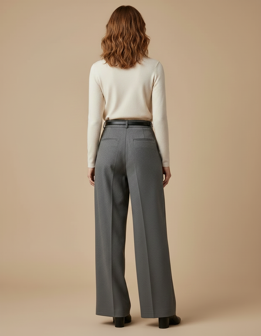 Pantalon À Double Pince - Gris Laine - vue 2
