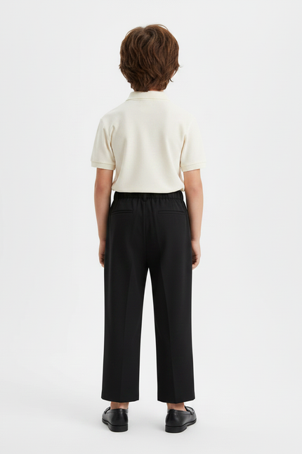Pantalon À Pince Noir Droit Ample Enfant Élégant - Gabardine - vue 2