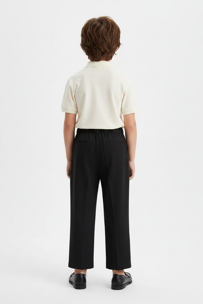 Pantalon À Pince Noir Droit Ample Enfant Élégant - Gabardine - vue 2