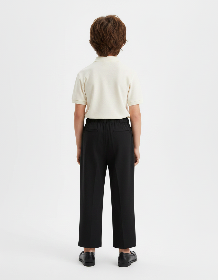 Pantalon À Pince Noir Droit Ample Enfant Élégant - Gabardine - vue 2