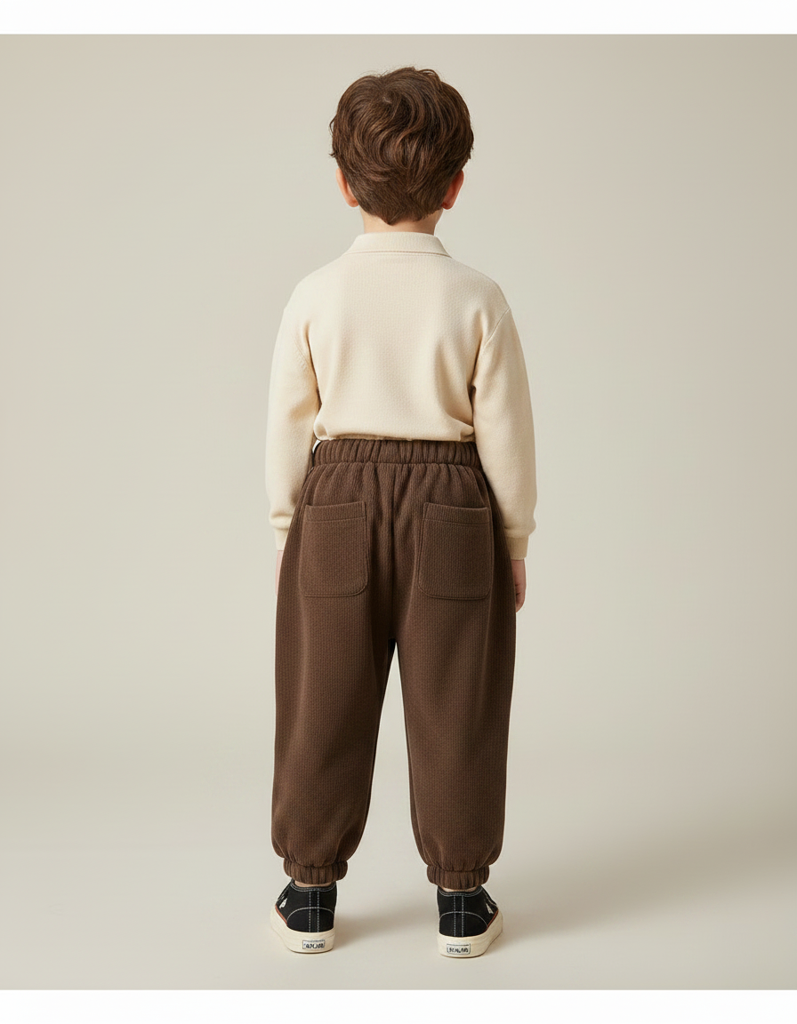Pantalon À Pince Marron Côtelé Ample Enfant Hiver - Cordé - vue 2