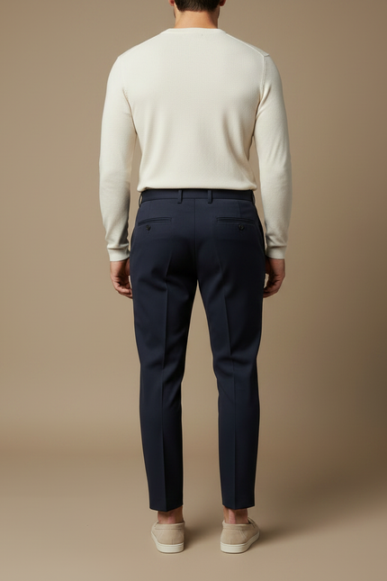 Pantalon À Pince Bleu Marine Élégant Droit Homme - Gabardine - vue 2