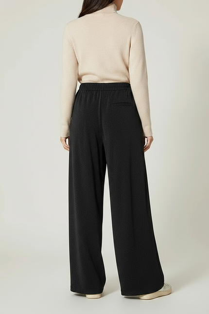 Pantalon À Pince Noir Ample Plissé Confortable Femme - Polyester - vue 2