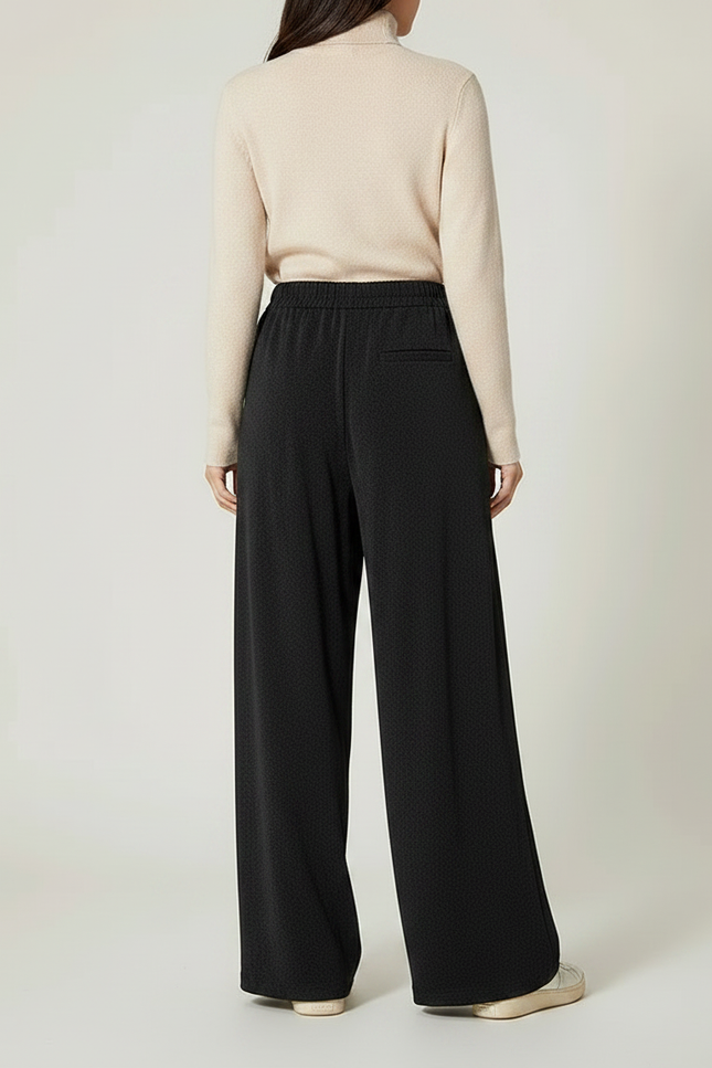 Pantalon À Pince Noir Ample Plissé Confortable Femme - Polyester - vue 2