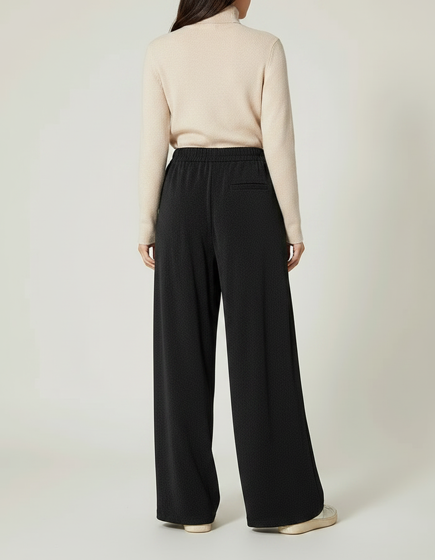 Pantalon À Pince Noir Ample Plissé Confortable Femme - Polyester - vue 2