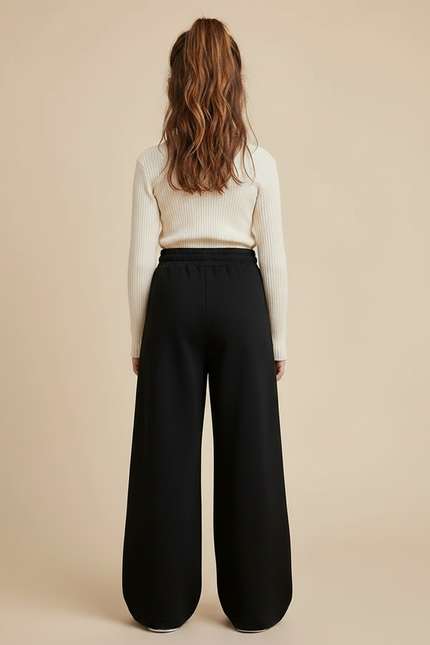 Pantalon À Pince Noir Ample Fluide Décontracté - Molleton - vue 2