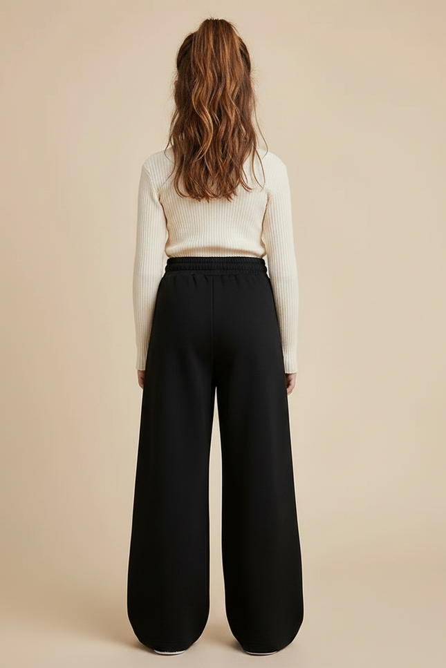 Pantalon À Pince Noir Ample Fluide Décontracté - Molleton - vue 2