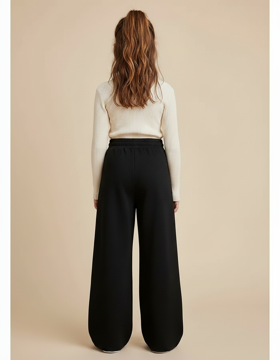 Pantalon À Pince Noir Ample Fluide Décontracté - Molleton - vue 2