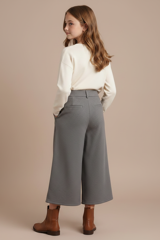 Pantalon À Pince Gris Ample Plissé Décontracté Fille - Gabardine - vue 2