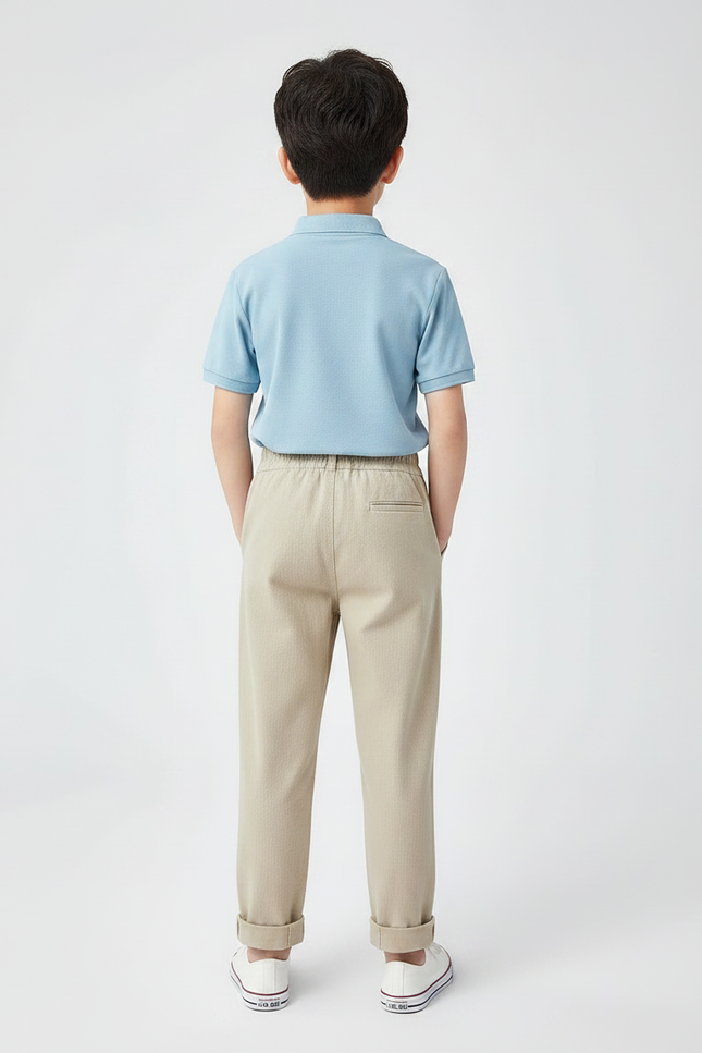 Pantalon À Pince Beige Décontracté Enfant Sport Confortable - Toile - vue 2