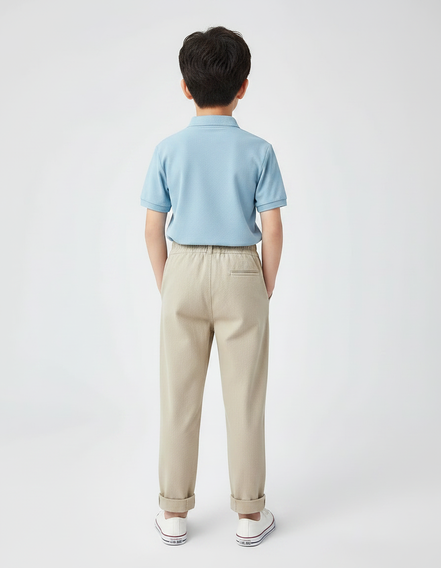 Pantalon À Pince Beige Décontracté Enfant Sport Confortable - Toile - vue 2