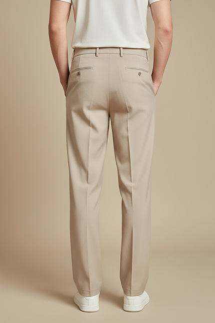 Pantalon À Pince Beige Droit Élégant Homme Décontracté - Gabardine - vue 2