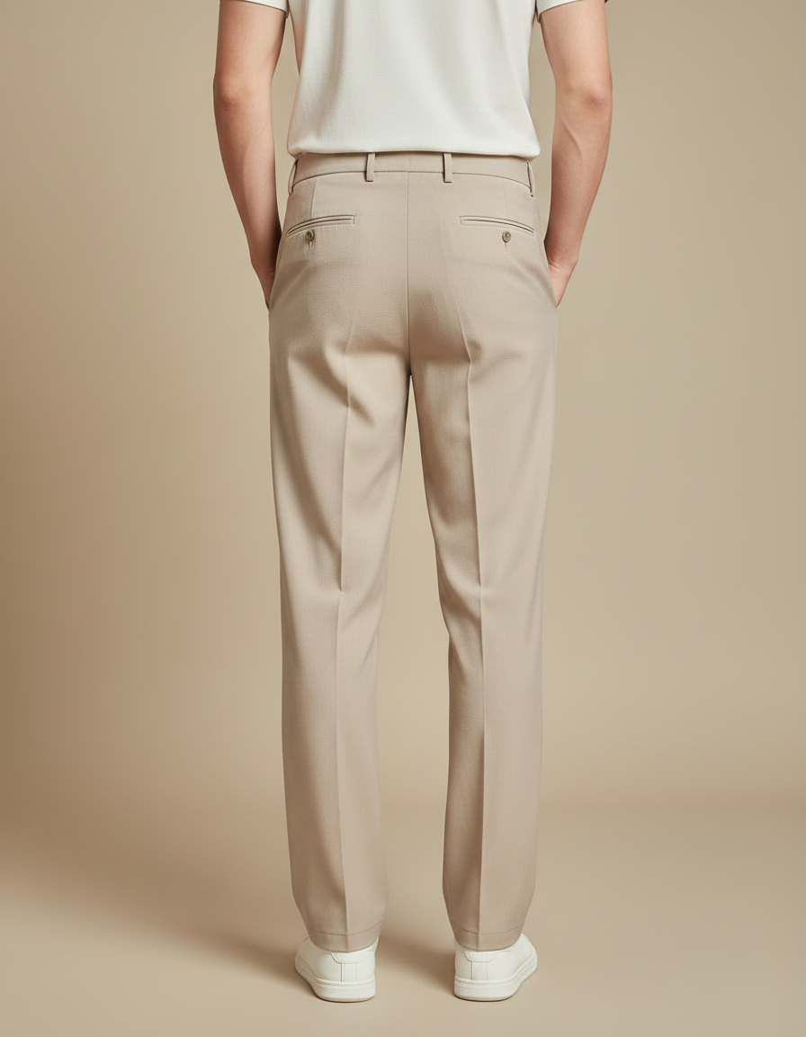 Pantalon À Pince Beige Droit Élégant Homme Décontracté - Gabardine - vue 2