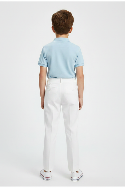 Pantalon À Pince Blanc Droit Garçon Formel - Gabardine - vue 2