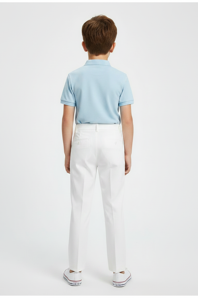 Pantalon À Pince Blanc Droit Garçon Formel - Gabardine - vue 2