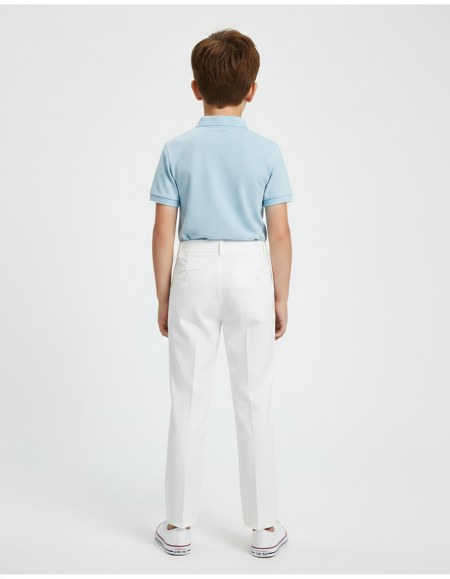 Pantalon À Pince Blanc Droit Garçon Formel - Gabardine - vue 2